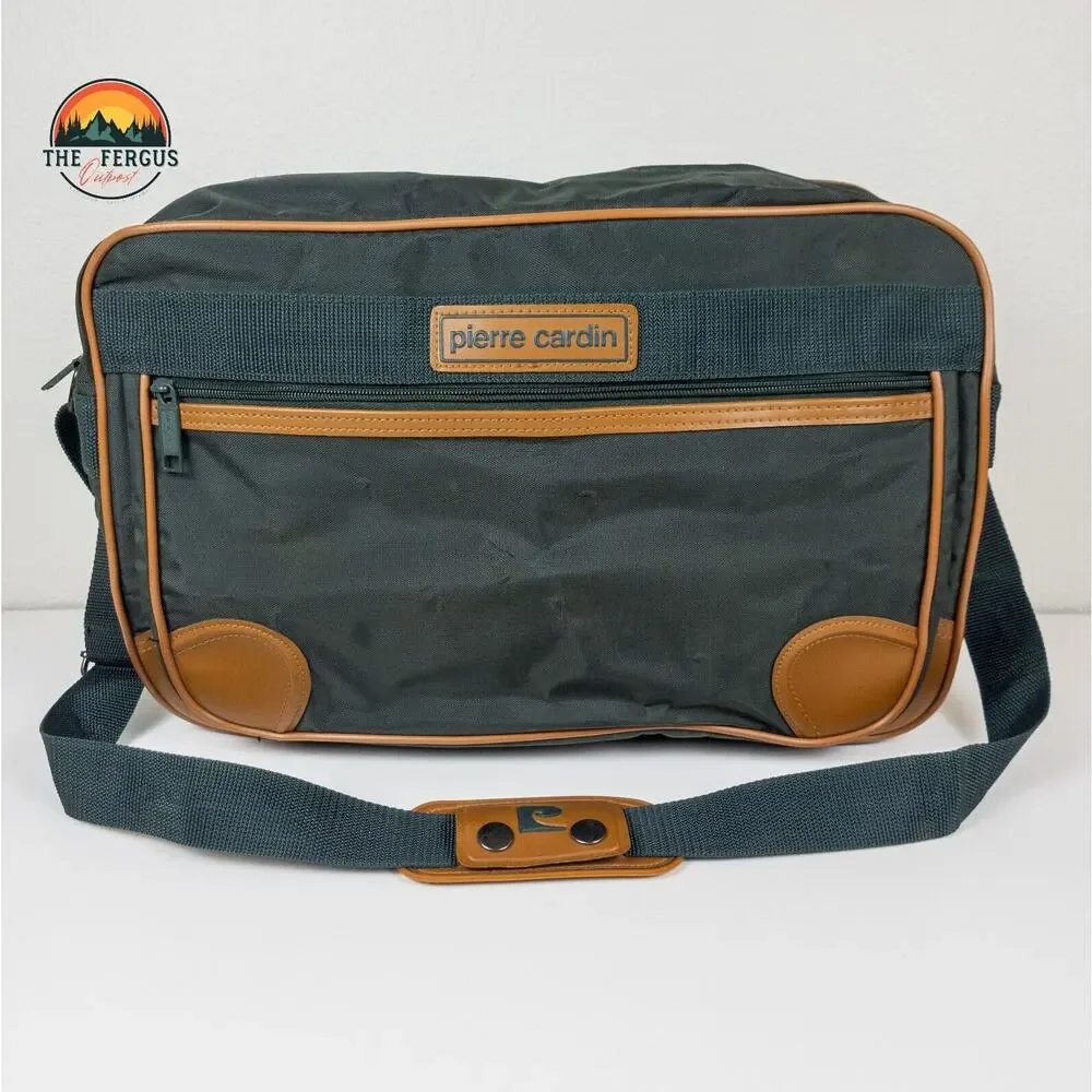 Pierre Cardin Travel Duffle & Messenger Bag Leather Handles Rare Vintage Preppy